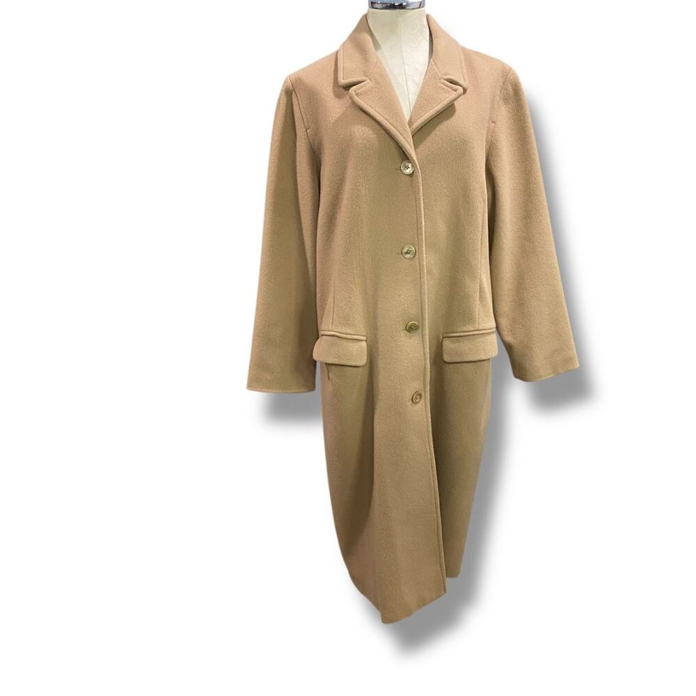 Size Large LL Bean Womens Tan Wool Cashmere Blend Coat Overcoat